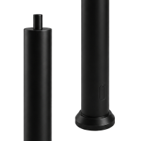 Round black light pole, size 5, showing tapered top section and round base with wiring access door
