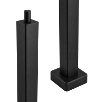 Square black light pole, size 4, showing tapered top section and square base with wiring access door