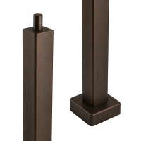 Square bronze light pole, size 4, showing tapered top section and square base with wiring access door
