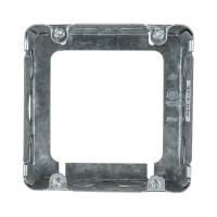 Arani 73171-K 4-11/16 in square box extension, 2-1/8 in deep, front view with four corner clamp screws around opening