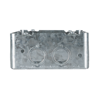 Arani 73171-K 4-11/16 in square box extension, 2-1/8 in deep, side view with two ringed knockouts on side wall