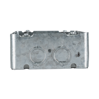 Arani 73171-K 4-11/16 in square box extension, 2-1/8 in deep, side view: two knockouts with white clamp tabs