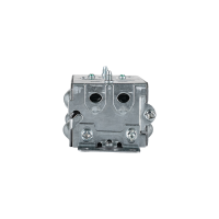 Arani 1100-L gangable device box, 1-1/2 in deep, NMD90, ears, side view with two open octagonal end knockouts