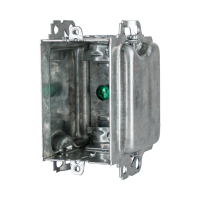 Arani 3104-LH gangable bubble box, 2-1/2 in deep, 16 cu in, no ears, three-quarter view with ribbed rounded side wall