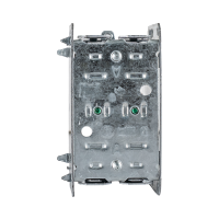 Arani 2104-LLE 1-gang device box, 2-1/2 in deep, NMD90, rear view: embossed rear wall with bracket flanges