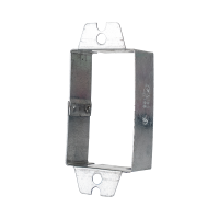 Arani SBEX device box extension ring, 7/8 in deep, three-quarter view with riveted strap on side wall