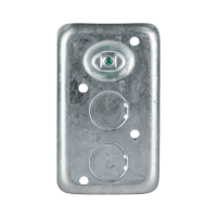 Arani 1110 utility box, 1-7/8 in deep, 16.5 cu in, knockouts, rear view with grounding screw boss and two knockouts