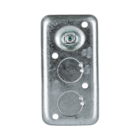 Arani 2020 utility box, 1-7/8 in deep, 14 cu in, knockouts, rear view with grounding screw boss and two knockouts