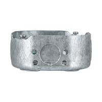 Arani 54151-K octagon junction box, 1-1/2 in deep, knockouts, side view with four small side holes around knockout