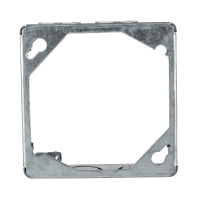 Arani 53151-K square box extension, 1-1/2 in deep, knockouts, rear view with keyhole mounting slots at four corners