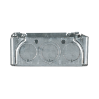 Arani 52151-K square junction box, 1-1/2 in deep, knockouts, side view with three round knockouts across side wall