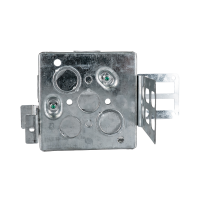 Arani 52171-KSSX-1 square steel stud box, 1 in drywall, 2-1/8 in deep, rear view with back knockouts