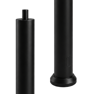 Round black light pole, size 5, showing tapered top section and round base with wiring access door