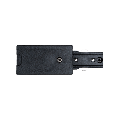 LED track live end connector front view Black