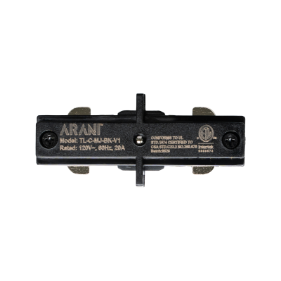 LED track straight joiner front view Black