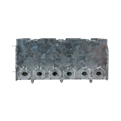 Arani 2104-LLE-3 3-gang device box, 2-1/2 in deep, NMD90, top view with six cable clamp entry holes