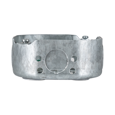Arani 54151-K octagon junction box, 1-1/2 in deep, knockouts, side view with four small side holes around knockout