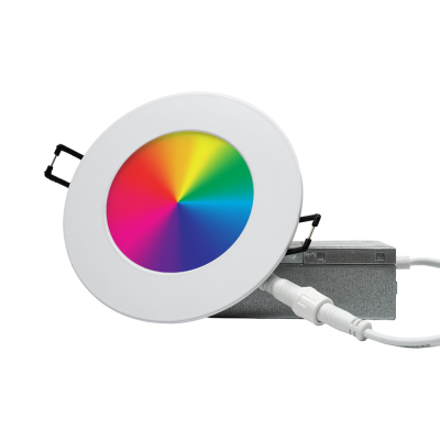 Arani SL4-RGBW-R-WH-V4 4 in RGBW LED slim panel with driver, lit in full RGB colour spectrum