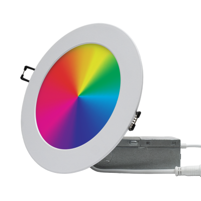 Arani SL6-RGBW-R-WH-V4 6 in RGBW LED slim panel with driver, lit in full RGB colour spectrum