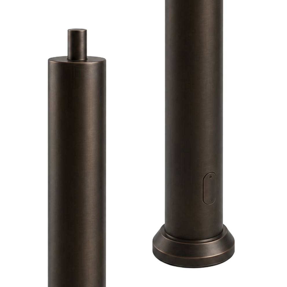 Round bronze light pole, size 5, showing tapered top section and round base with wiring access door