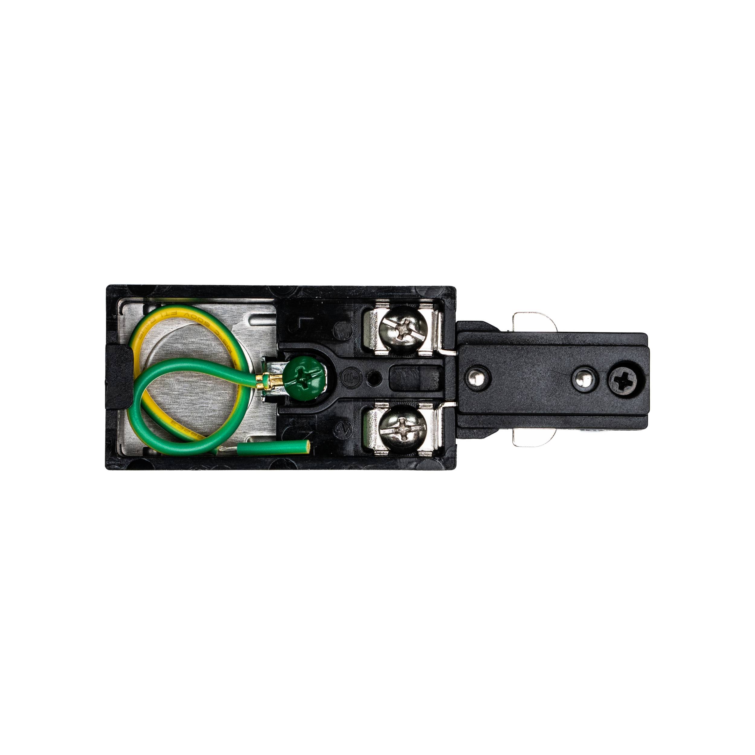 LED track live end connector open view Black