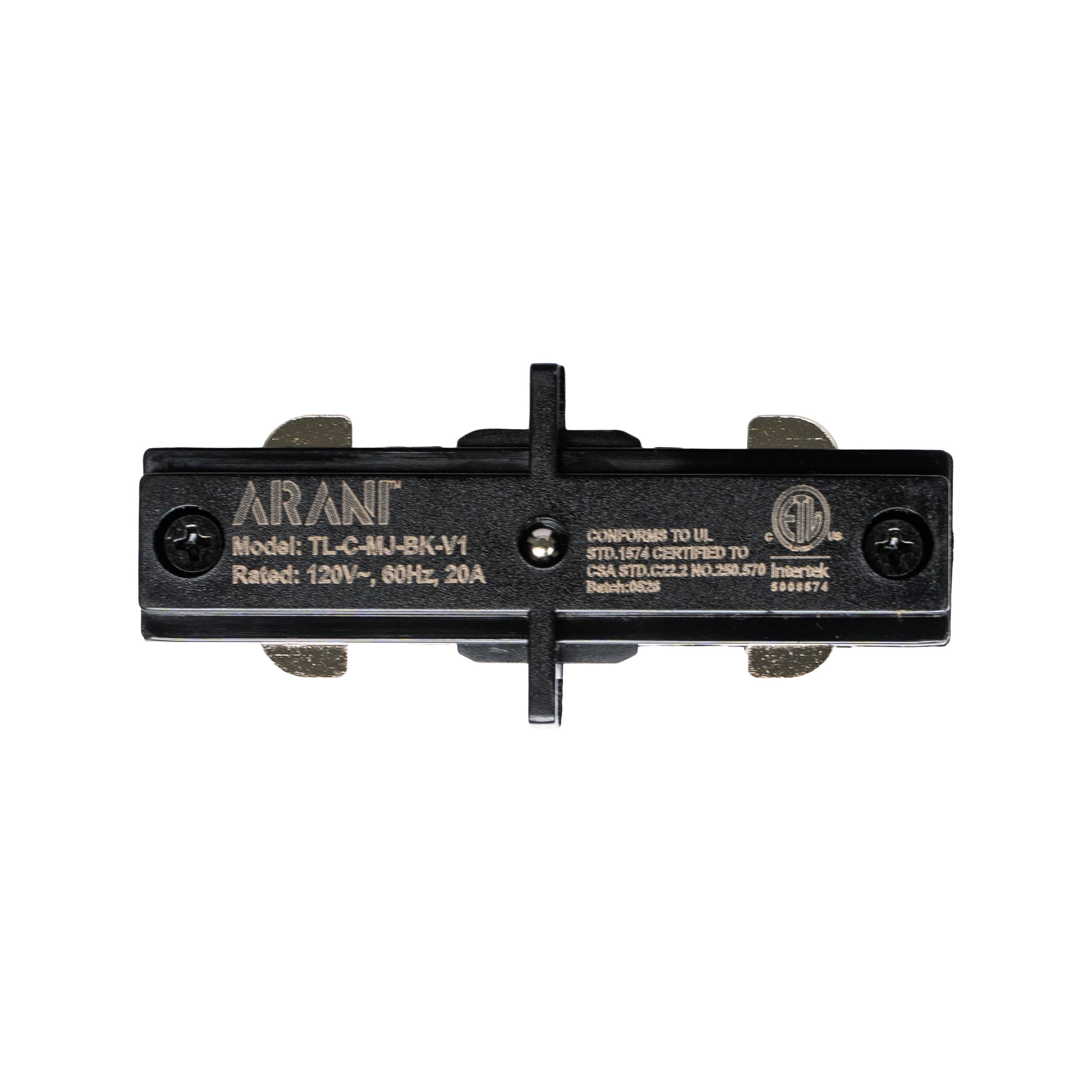 LED track straight joiner front view Black