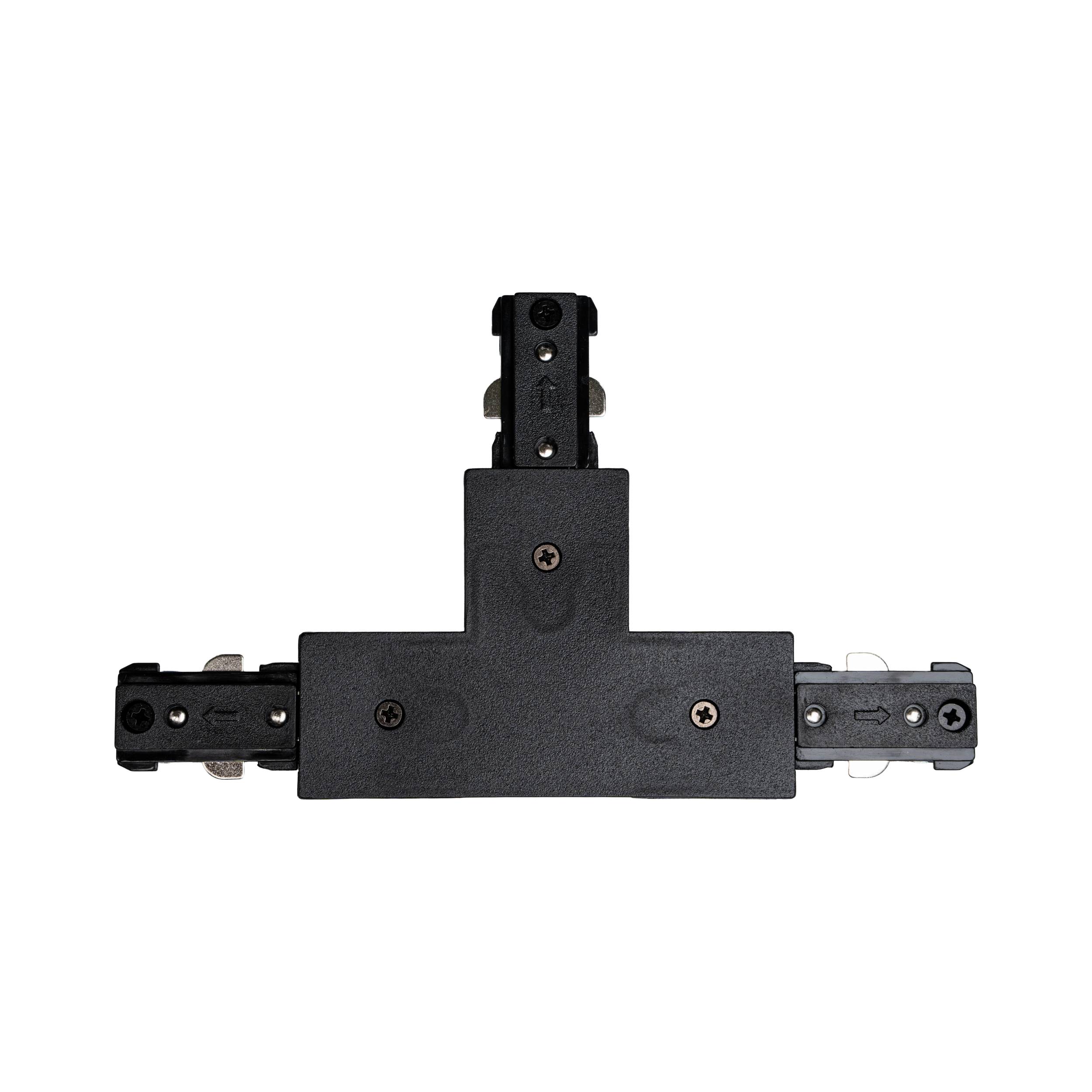 LED track T-connector front view Black