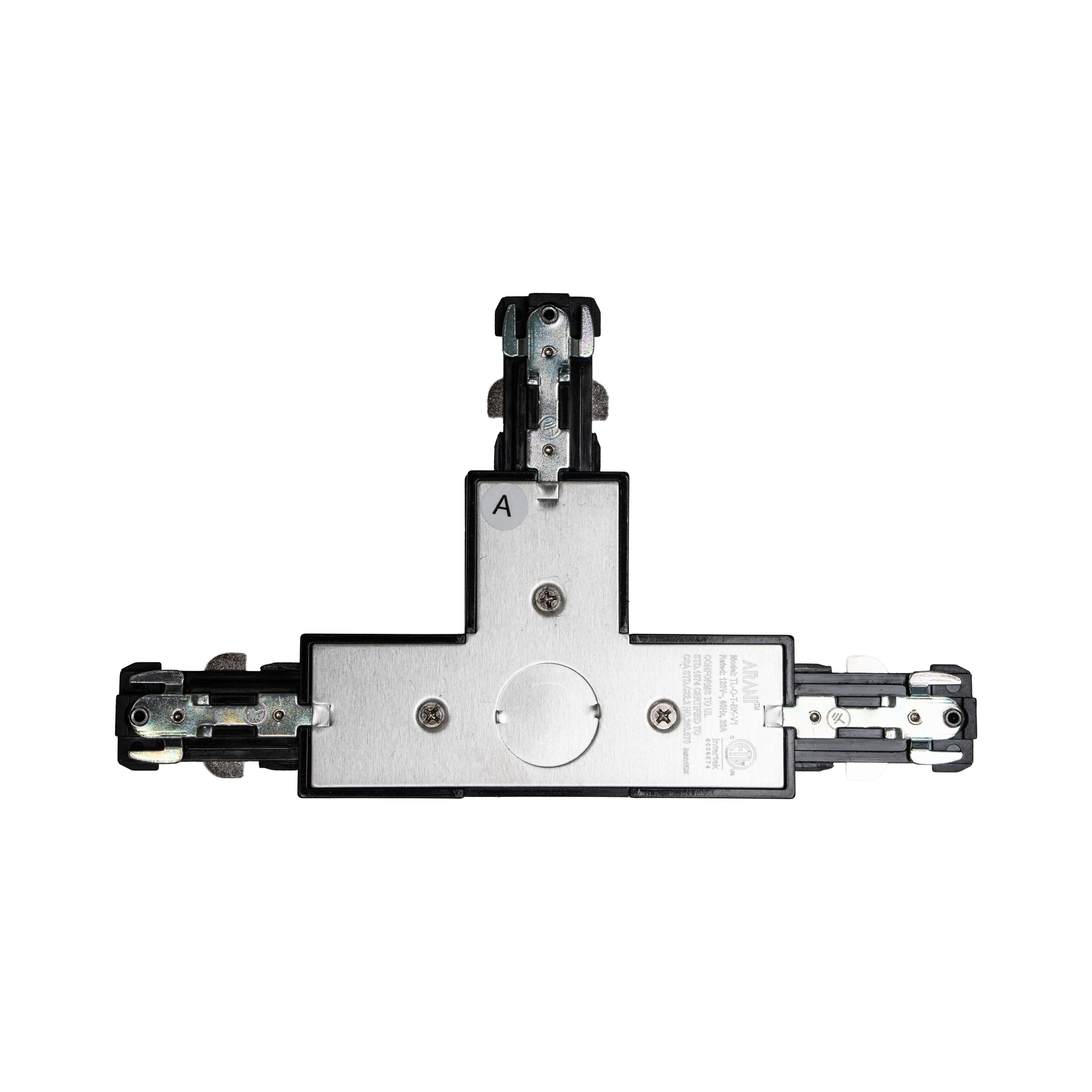 LED track T-connector back view Black
