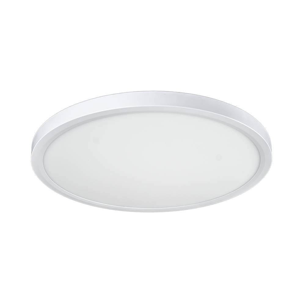 Arani CL12 12 in. round LED surface mount ceiling light in white, front view of illuminated diffuser