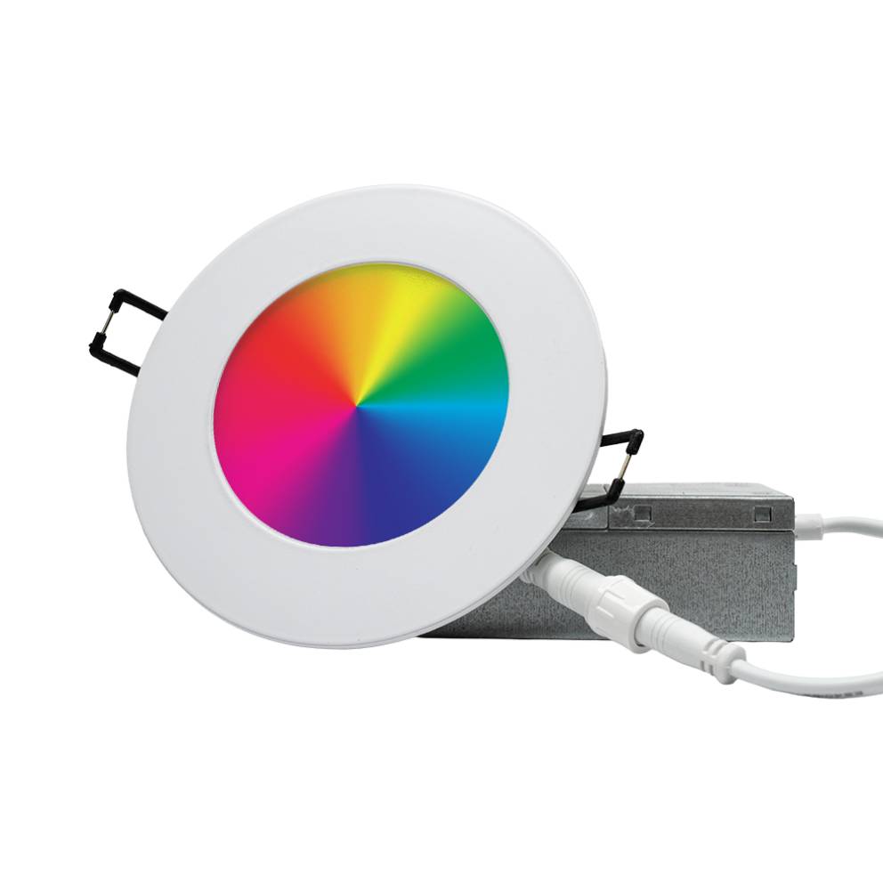 Arani SL4-RGBW-R-WH-V4 4 in RGBW LED slim panel with driver, lit in full RGB colour spectrum