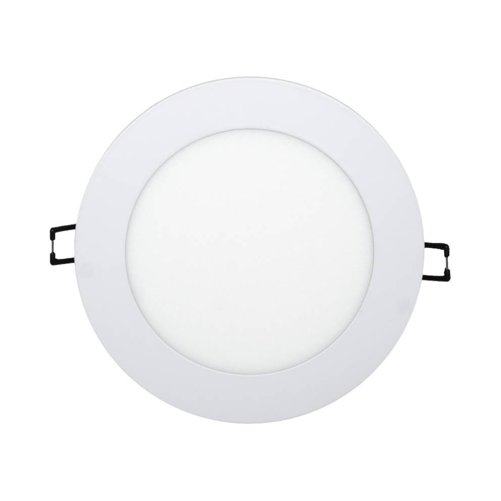 Arani SL6-RGBW-R-WH-V4 6 in RGBW LED slim panel, front view with spring clips