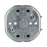 Arani 54171-L boîte de jonction octogonale, 2-1/8 po, NMD90, vue arrière avec quatre débouchures ovales autour de la débouchure