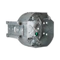 Arani 54171-LB boîte de plafond octogonale, 2-1/8 po, support latéral, vue trois quarts avec support pour montant perforé
