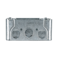 Arani 72171-K boîte de jonction carrée 4-11/16 po, 2-1/8 po, débouchures, vue du dessous avec trois débouchures sur la paroi