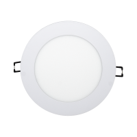 Encastré DEL RVBB ultra-mince 6 po Arani SL6-RGBW-R-WH-V4, vue de face avec ressorts de fixation