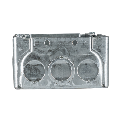 Arani 53171-K rallonge de boîte carrée, 2-1/8 po, débouchures, vue de profil avec trois débouchures concentriques sur la paroi