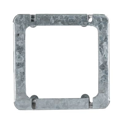 Arani 73171-K rallonge de boîte carrée 4-11/16 po, 2-1/8 po, vue arrière : rebord arrière plat avec fentes de fixation
