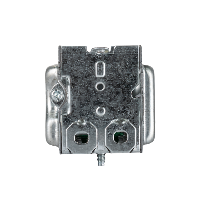 Arani 3104-LH boîte bombée groupable, 2-1/2 po, 16 po cu, sans oreilles, vue du dessous avec deux ouvertures de serre-câbles