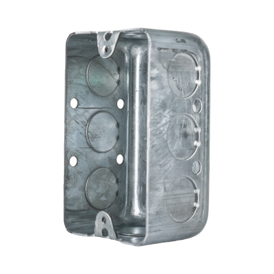 Arani 1110 boîte utilitaire, 1-7/8 po, 16,5 po cu, débouchures, vue trois quarts arrière avec débouchures latérales et oreilles