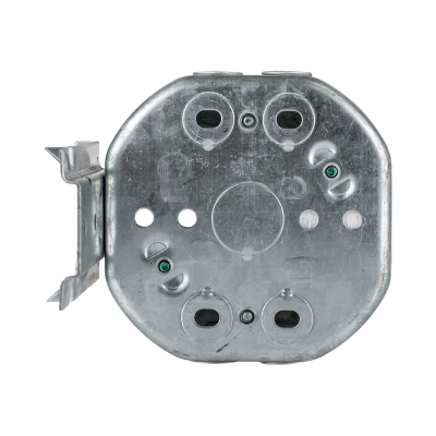 Arani 54151-LB boîte octogonale, 1-1/2 po, support latéral, vue arrière avec support latéral à côté de l'arrière fermé