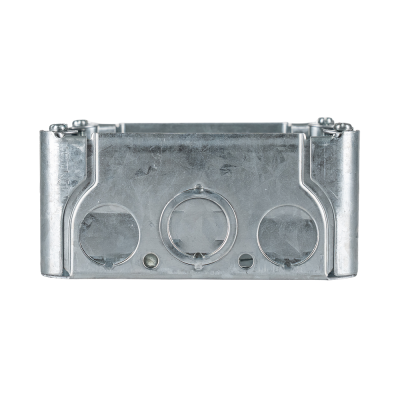 Arani 72171-K boîte de jonction carrée 4-11/16 po, 2-1/8 po, débouchures, vue du dessus avec trois débouchures sur la paroi