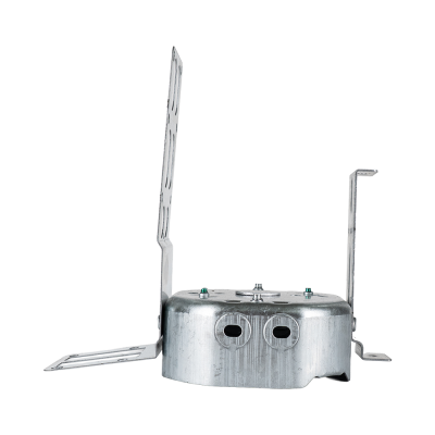 Arani 54151-LSSAX boîte octogonale, montant métallique, 1-1/2 po, AC90, vue de profil avec débouchures de la paroi latérale