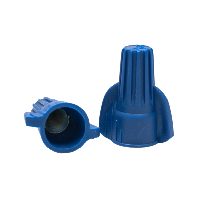 Deux connecteurs à torsion bleus Arani TC-10-6-BL-V2, extrémité ouverte montrant le ressort intérieur