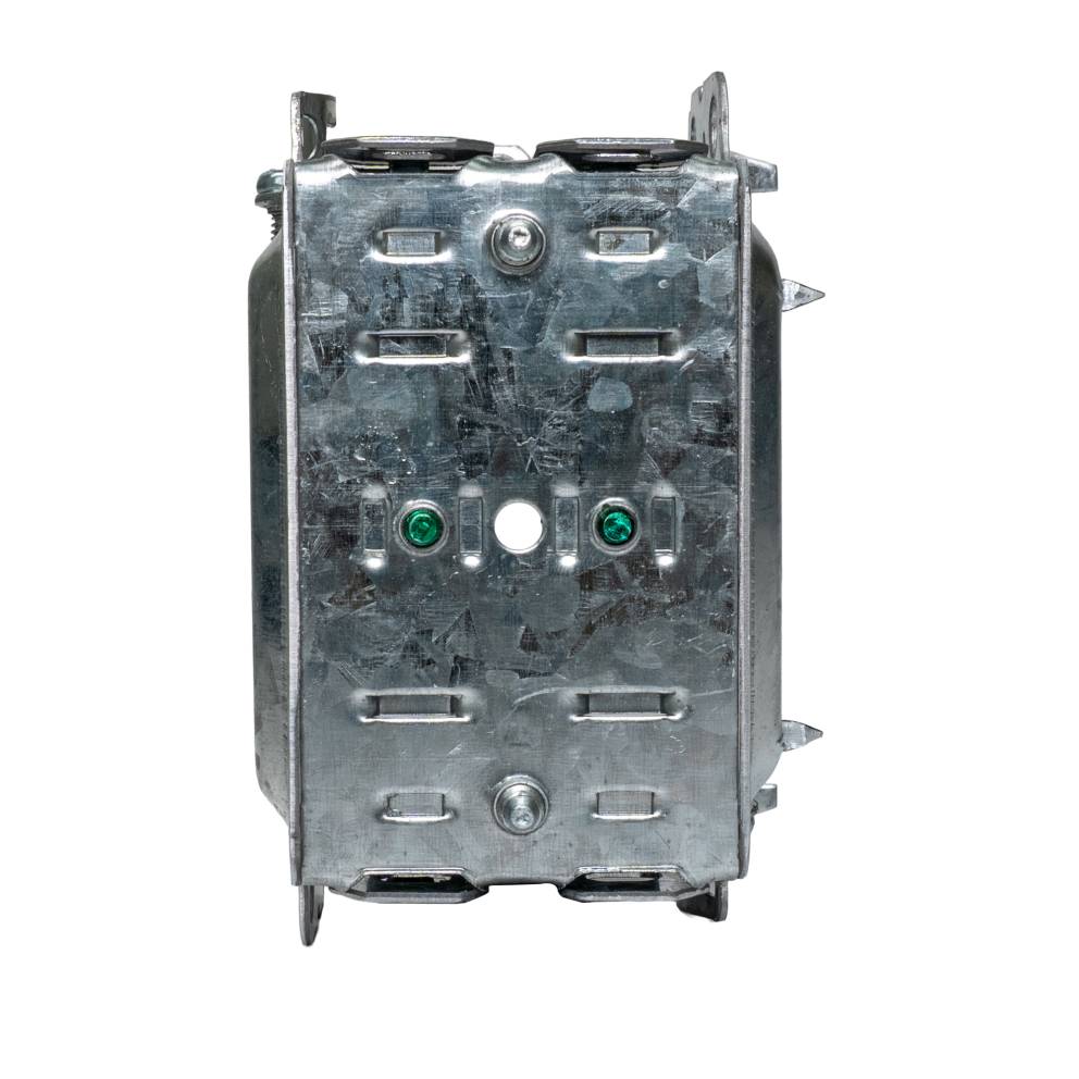Boîtier d'interrupteur Arani ED-GGB-1304-LH, vue arrière montrant les trous de vis du support et les vis de mise à la terre