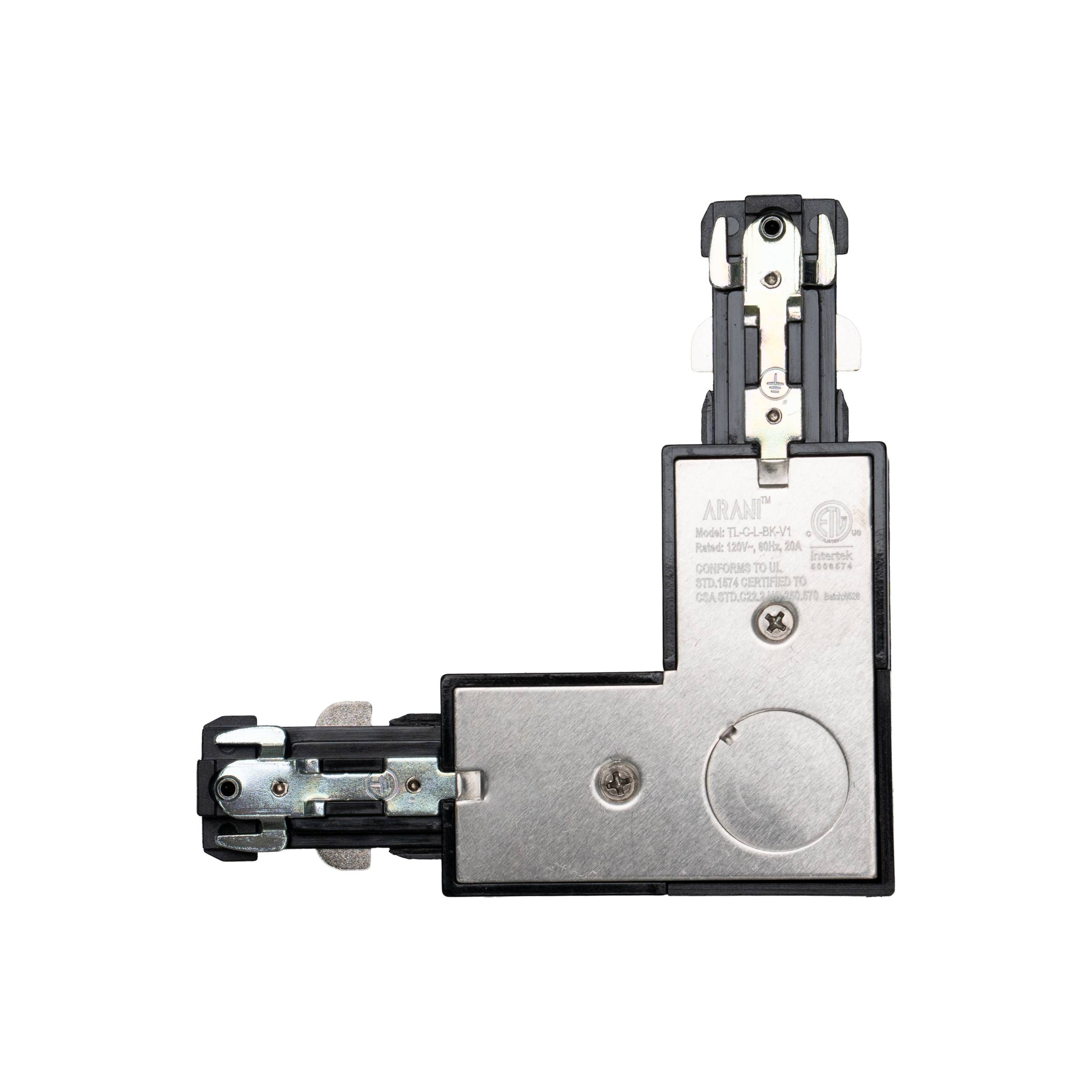 Connecteur L pour rail DEL vue arrière Noir
