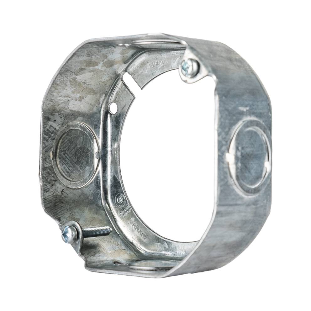 Vue intérieure en angle de la bague de rallonge octogonale Arani ED-OEX-55151-K montrant les vis de fixation et le sceau de cert