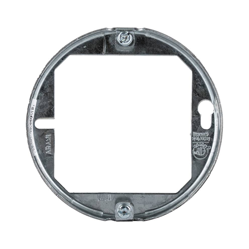 Vue de face de la bague de rallonge octogonale Arani ED-OEX-OBEX montrant le corps rond en acier, l'ouverture carrée et l'estamp