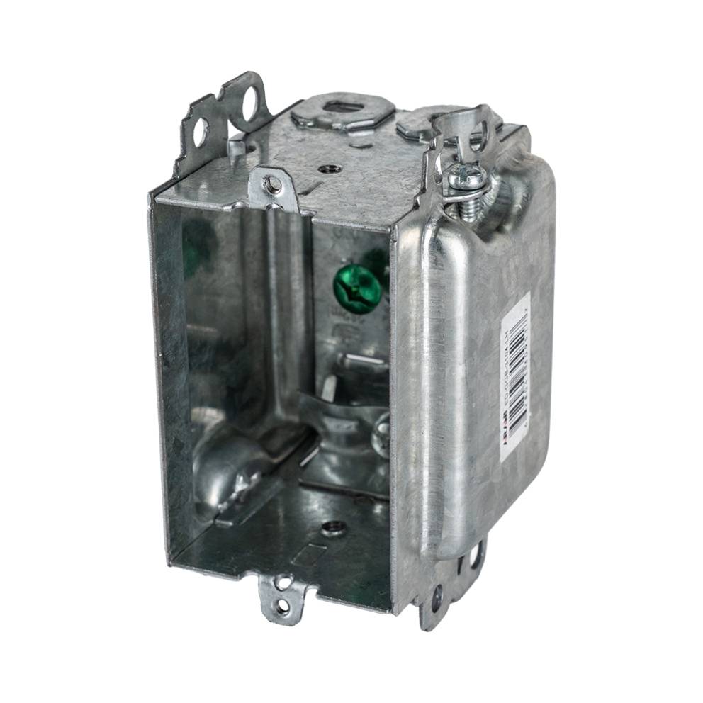 Arani 3104-LH boîte bombée groupable, 2-1/2 po, 16 po cu, sans oreilles, vue trois quarts avec goussets latéraux arrondis et vis